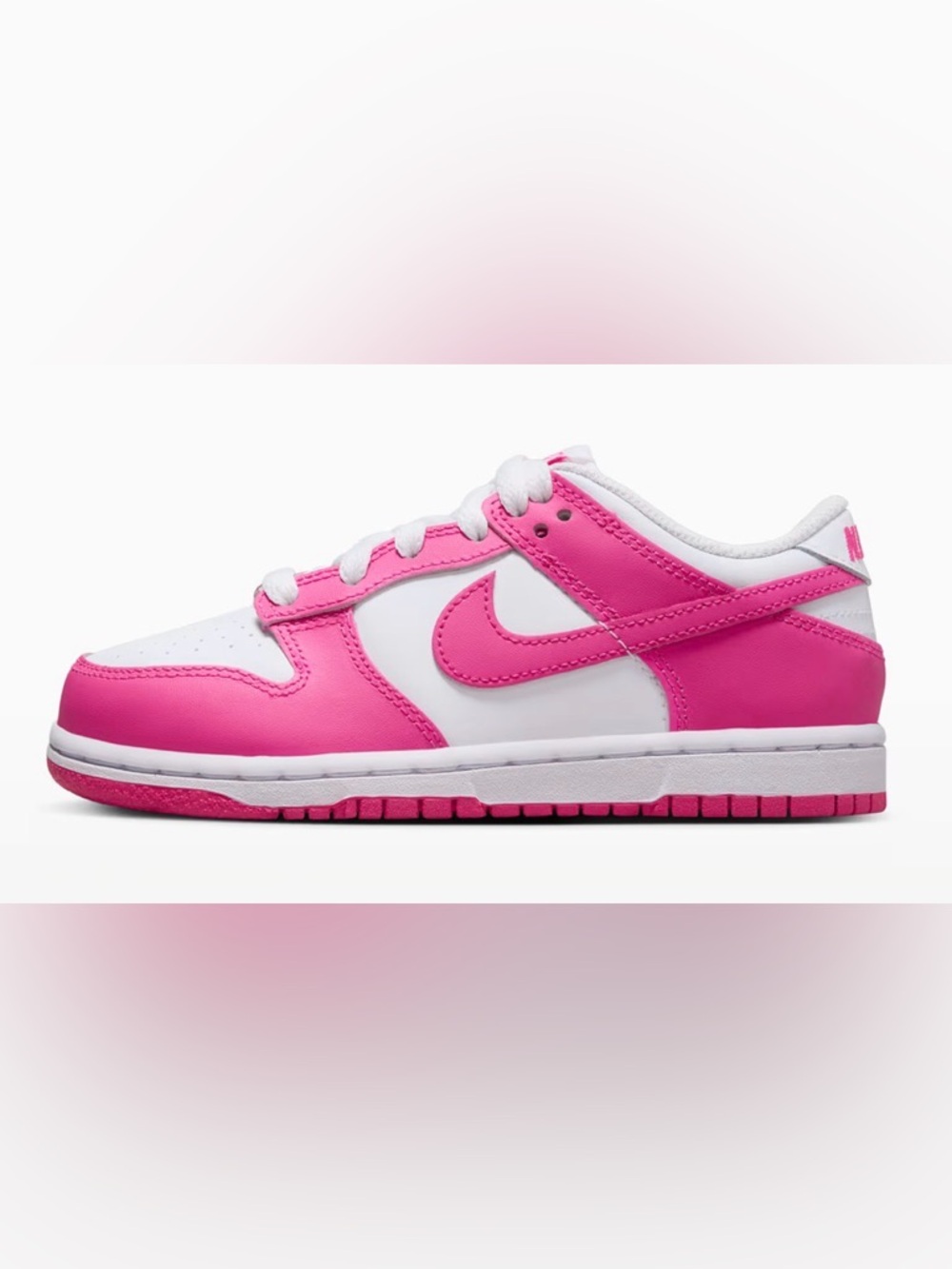 NIB [Nike] Dunk Low Top Shoes Sneakers Fuchsia Pink/White Little Kids Youth 11 C - Picture 3 of 16